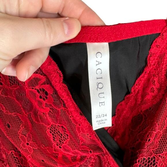 Lane Bryant Cacique Red Lace Chemise Slip 22 / 24 - Picture 5 of 8